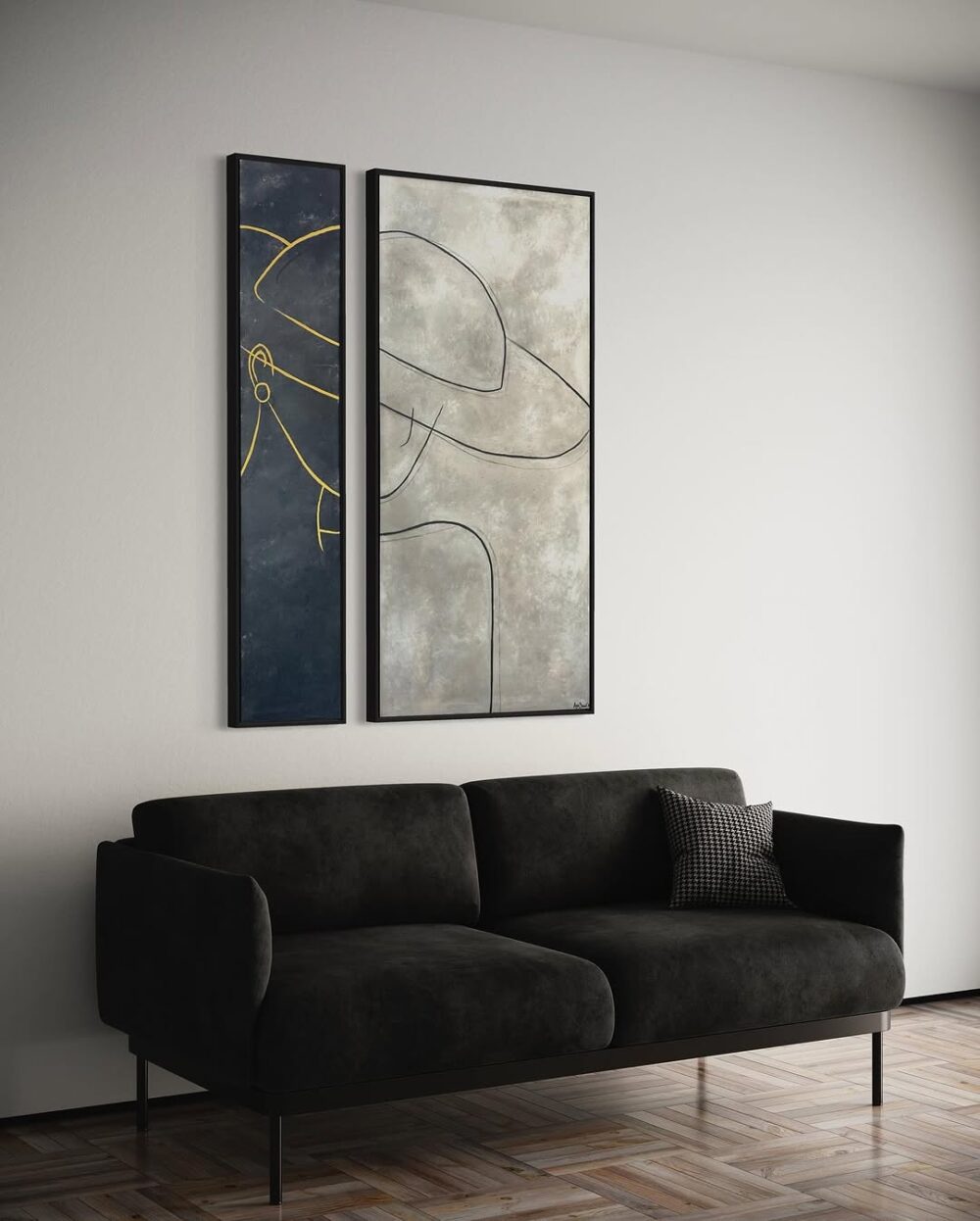 Golden Hat Night Moon (A Two-Piece Painting)